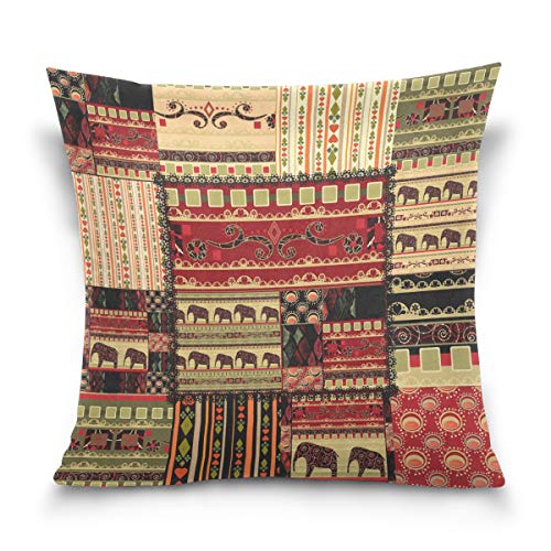 Use7 Dekorativer Kissenbezug, quadratischer Kissenbezug, afrikanischer Elefant, Azteken-Tribal, ethnisches Sofa, Bett, Kissenbezug (50 x 50 cm), zwei Seiten von Use7