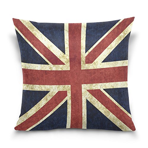 Use7 Dekorativer Kissenbezug mit britischem Union Jack-Motiv, 50 x 50 cm, beidseitig von Use7