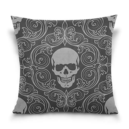 Use7 Dekorativer Kissenbezug mit floralem Totenkopf-Motiv, 40 x 40 cm, doppelseitig. von Use7