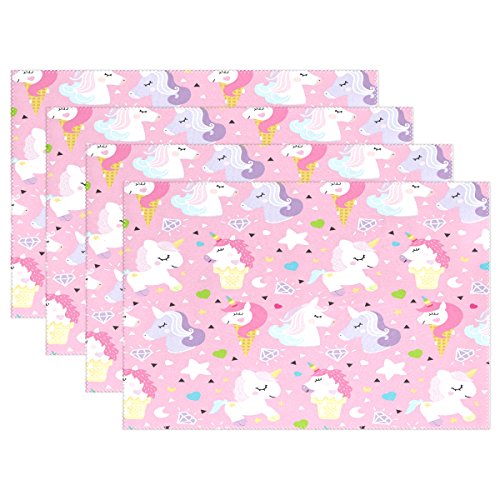 Use7 Einhorn Ice Cream Platzdeckchen Tischset 30,5 x 45,7 cm Polyester Tischmatte für Küche Esszimmer, Polyester, Multi, Package Quantity: 6 von Use7