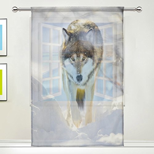 Use7 Fenstervorhang, Wildjagd, Wolf, transparent, 139,7 x 213,4 cm, 1 Stück von Use7