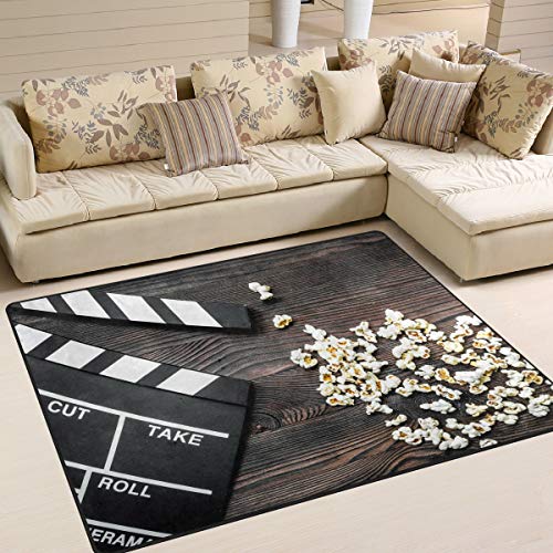 Use7 Teppich im Vintage-Design mit Filmmotiv und Kino auf dem Holz, für Wohnzimmer, Schlafzimmer, 160 x 122 cm von Use7