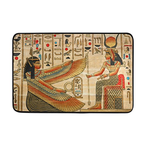 Use7 Fußmatte, antikes Ägypten-Kunstwerk, Hieroglyphische Fußmatte, für drinnen und draußen, Fußmatte, Badezimmer, 60 x 40 cm von Use7
