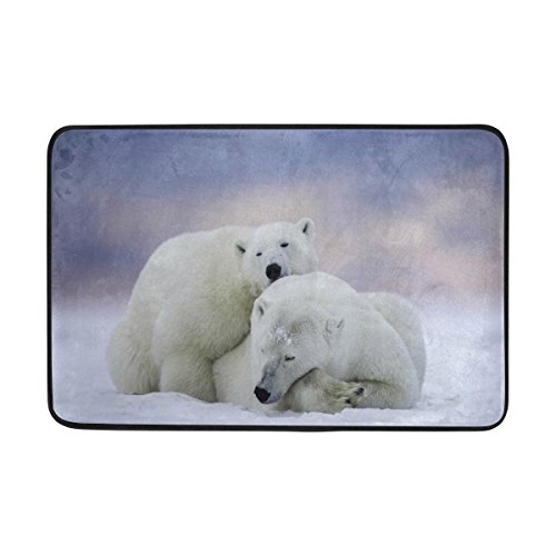 Use7 Fußmatte Eisbär auf dem Schnee Fußmatte Indoor Outdoor Eingang Fußmatte Badezimmer 60 x 40 cm von Use7
