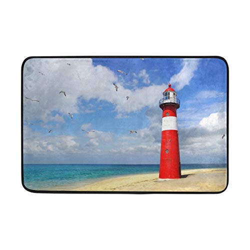 Use7 Fußmatte Ocean Beach Leuchtturm Vogel Indoor Outdoor Eingang Fußmatte Bad 60 x 40 cm von Use7