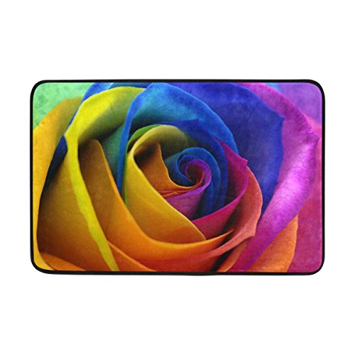 Use7 Fußmatte für den Innen- und Außenbereich, Regenbogen-Rose, Ölgemälde, 60 x 40 cm von Use7