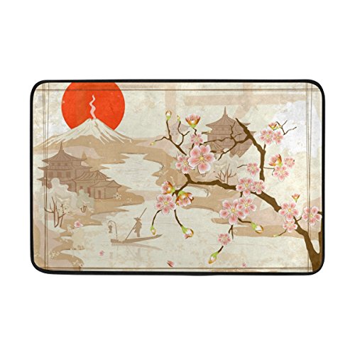 Use7 Fußmatte für den Innen- und Außenbereich, japanische Halterung, Kirschblüte, 60 x 40 cm von Use7