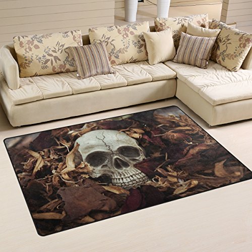 Use7 Teppich mit Totenkopf-Motiv, für Wohnzimmer, Schlafzimmer, 50 x 80 cm von Use7