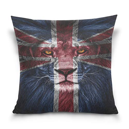 Use7 Kissenbezug, dekorativer Kissenbezug, quadratisch, Vintage-Löwe Union Jack Britische Flagge Sofa Bett Kissenbezug Doppelseitig, Textil, Mehrfarbig, 40 x 40cm/16 x 16 Inches von Use7