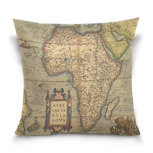 Use7 Kissenbezug, dekorativer Kissenbezug, quadratisch, Vintage-Motiv von Afrika, Sofa, Bett, Kissenbezug, 2 Seiten, Textil, Mehrfarbig, 40 x 40cm/16 x 16 Inches von Use7