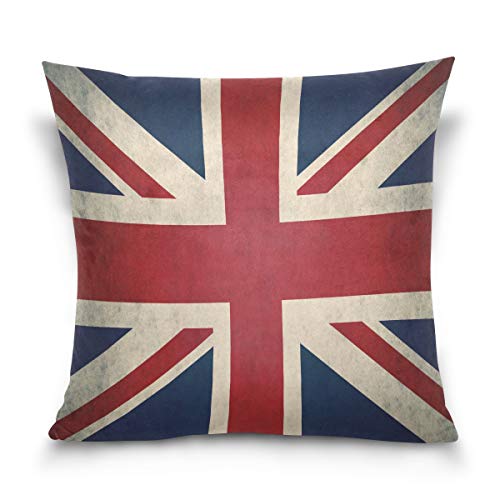 Use7 Kissenbezug, dekorativer Kissenbezug, quadratisch, Vintage-Stil, Union Jack, UK-Flagge, Textil, Mehrfarbig, 40 x 40cm/16 x 16 Inches von Use7