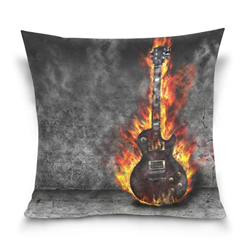 Use7 Kissenbezug, dekorativer Kissenbezug, quadratisch, mit Gitarre, Musiksofa, Bett-Kissenbezug, doppelseitig, Textil, Mehrfarbig, 45 x 45cm/18 x 18 Inches von Use7