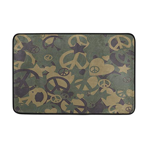 Use7 Militär Camouflage Peace Sign Love Fußmatte Indoor Outdoor Eingang Fußmatte Bad 60 x 40 cm von Use7