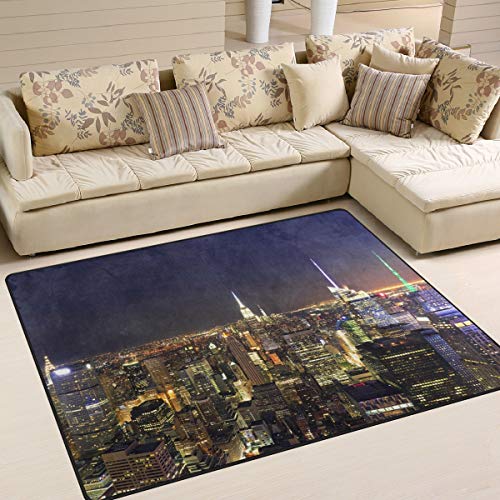 Use7 New York City Skyline Nacht-Teppich für Wohnzimmer und Schlafzimmer, 203 x 147,3 cm von Use7
