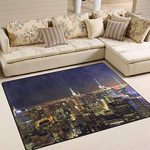 Use7 New York City Skyline Nacht-Teppich für Wohnzimmer und Schlafzimmer, 203 x 147,3 cm von VO design