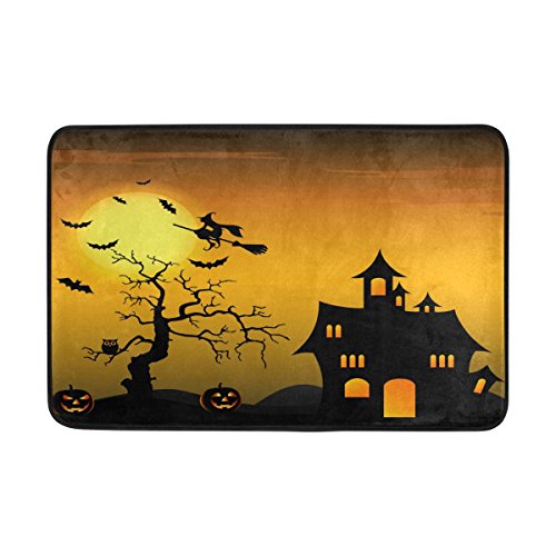 Use7 Night Owl Halloween Hexe Castle Full Moon Fußmatte Indoor Outdoor Eingang Fußmatte Bad 60 x 40 cm von Use7