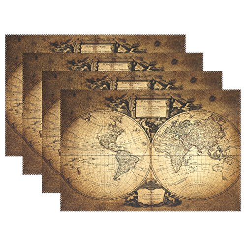 Use7 Platzdeckchen mit Weltkarte, 30,5 x 45,7 cm, Polyester, für Küche und Esszimmer, 6 Stück von Use7