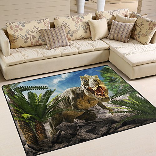 Use7 Riesiger Teppich mit Dinosaurier-Landschaft, Natur-Motiv, für Wohnzimmer, Schlafzimmer, Textil, mehrfarbig, 160cm x 122cm(5.3 x 4 feet) von Use7
