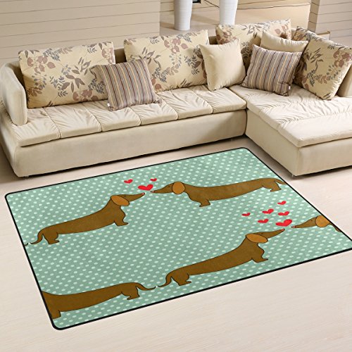 Use7 Rutschfeste Fußmatte für Dackel mit Punktemuster, Textil, mehrfarbig, 100 x 150 cm(3' x 5' ft) von Use7