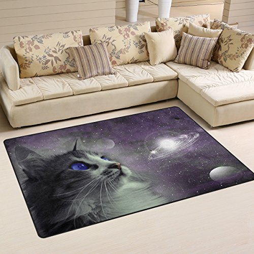 Use7 Rutschfeste Fußmatte mit Katzen-Motiv, für Kinderzimmer, Wohnzimmer und Schlafzimmer, Textil, mehrfarbig, 50 x 80 cm(1.7' x 2.6' ft) von Use7