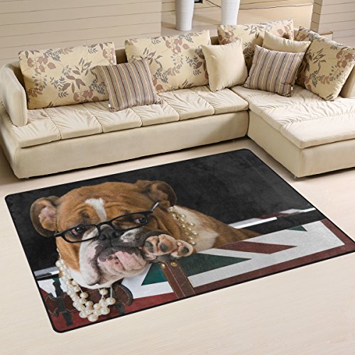 Use7 Teppich mit englischer Bulldogge, Britische Flagge, rutschfest, Fußmatte, Wohnzimmer, Schlafzimmer, 50 x 80 cm von Use7