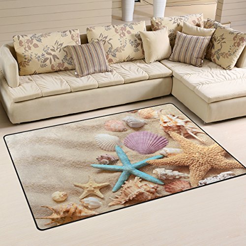 Use7 Seesternen-Teppich für Sommer, Strand, Sandteppich, rutschfeste Fußmatte für Kinder, Wohnzimmer, Schlafzimmer, Textil, mehrfarbig, 50 x 80 cm(1.7' x 2.6' ft) von Use7