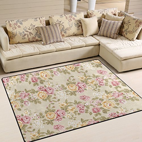 Use7 Teppich für Wohnzimmer, Schlafzimmer, Blumenmuster, 160 x 122 cm von Use7