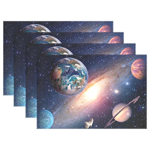 Use7 Space Planet Galaxy Milchstraße Platzdeckchen Tischmatte Weltraum-Solarsystem 30,5 x 45,7 cm Polyester Tisch Platzset für Küche Esszimmer 1 Stück von Use7
