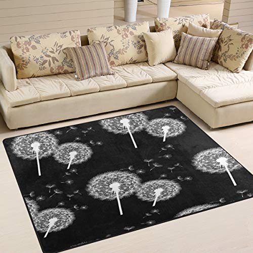 Use7 Teppich, Motiv Pusteblume/Blumen, Schwarz, Textil, Mehrfarbig, 203cm x 147.3cm(7 x 5 feet) von Use7