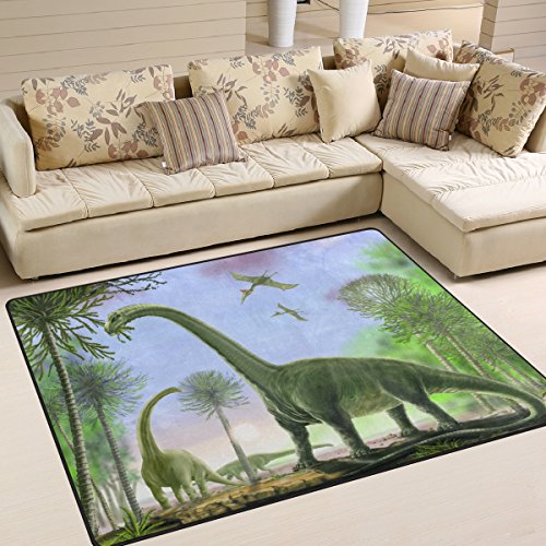 Use7 Tropische Waldlandschaft Naure Dinosaurier Teppich für Wohnzimmer Schlafzimmer 160 cm x 122 cm von Use7