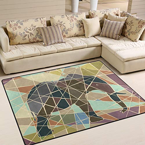 Use7 Teppich, afrikanischer Elefant, abstrakt, für Wohnzimmer, Schlafzimmer, Textil, mehrfarbig, 160cm x 122cm(5.3 x 4 feet) von Use7