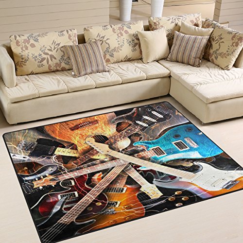 Use7 Teppich für Wohnzimmer, Schlafzimmer, Motiv: E-Gitarre, 160 x 122 cm von Use7