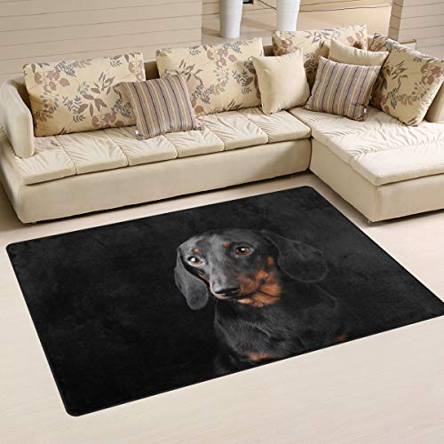 Use7 Teppich für Hunde, Dackel, rutschfest, für Wohnzimmer, Schlafzimmer, 100 x 150 cm, Schwarz von Use7