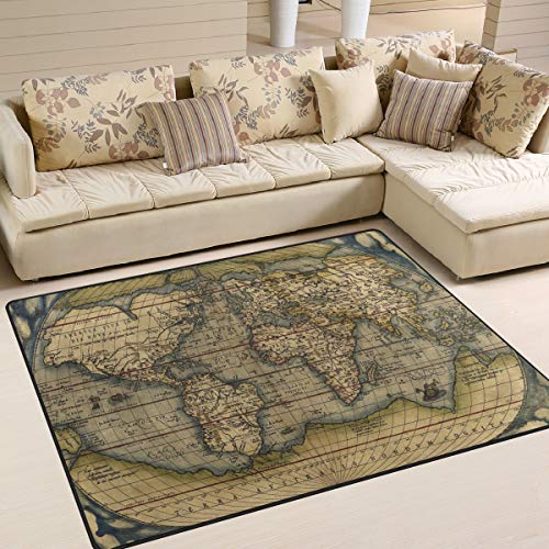 Use7 Teppich mit antiker Weltkarte für Wohnzimmer, Schlafzimmer, 160 x 122 cm von Use7
