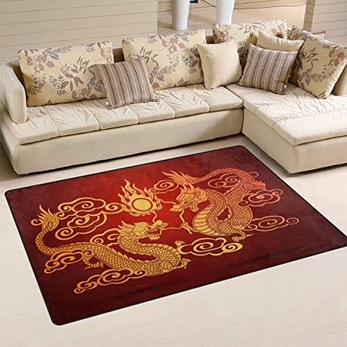 Use7 Teppich mit chinesischem Drachen-Motiv, für Wohnzimmer, Schlafzimmer, 100 x 150 cm von Use7