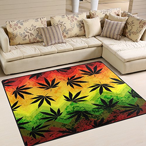 Use7 Teppich mit geometrischem Cannabis-Marihuana-Blättern, für Wohnzimmer, Schlafzimmer, 160 x 122 cm von binoa