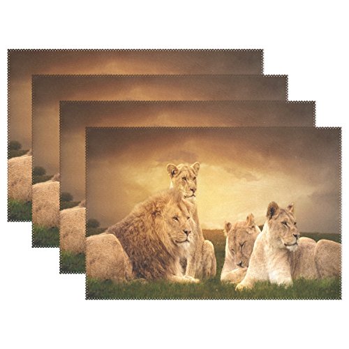 Use7 Tischset mit afrikanischen Löwen und Tiermotiven, 30,5 x 45,7 cm, Polyester, Tischset für Küche und Esszimmer, Polyester, Multi, Package Quantity: 1 von Use7