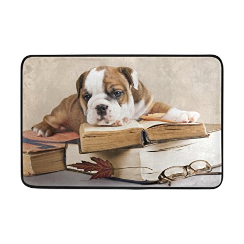 Use7 Vintage Book Purebred Englische Bulldogge Welpe Hund Fußmatte Indoor Outdoor Eingang Fußmatte Badezimmer 60 x 40 cm von Use7