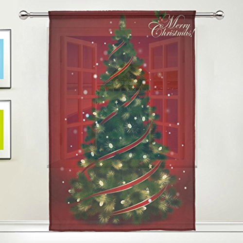 Use7 Vorhänge mit weihnachtlichem Weihnachtsbaum, glitzernd, 140 x 198 cm, 1 Stück von Use7
