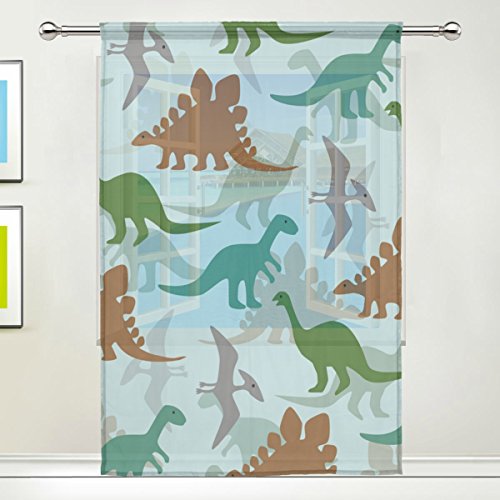 Use7 Vorhänge mit Dinosaurier-Motiv, 139,7 x 198,1 cm, 1 Stück, buntes Tier, moderne Fensterbehandlung, für Wohnzimmer, Schlafzimmer, Heimdekoration von Use7