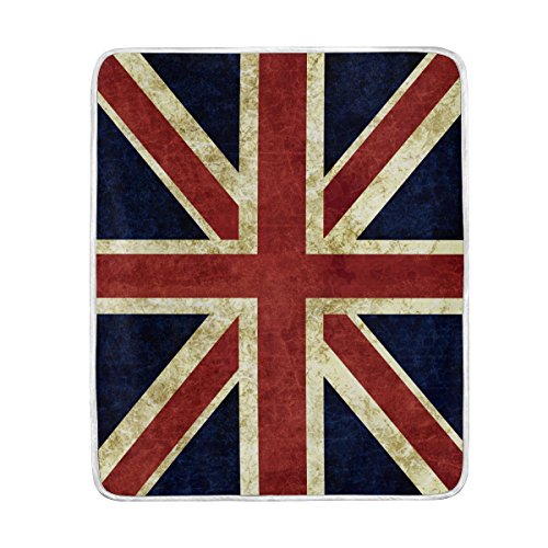 Use7 Weiche warme Decke mit Motiv der englischen Flagge, für Bett, Couch, Sofa, leicht, für Reisen, Camping 127 cm x 152,4 cm, Überwurf, Größe für Kinder, Jungen, Frauen von Use7