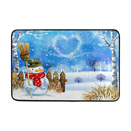 Use7 Winterwald Landschaft Weihnachten Schneemann Fußmatte Indoor Outdoor Eingang Fußmatte Bad 60 x 40 cm von Use7