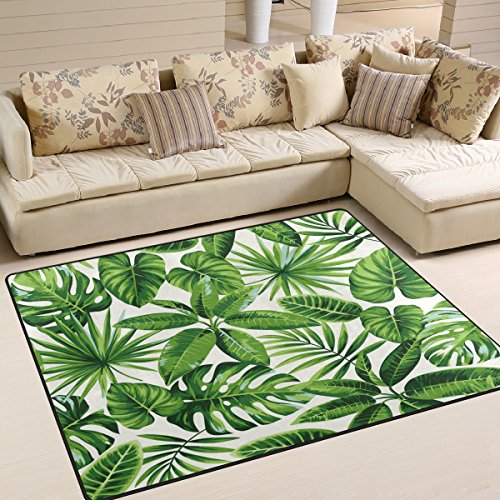 Use7 tropische grüne Exotische Palmenblätter Teppich Teppich für Wohnzimmer Schlafzimmer, Textil, mehrfarbig, 160cm x 122cm(5.3 x 4 feet) von Use7