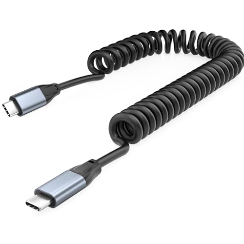 UseBean Coiled USB C auf USB C Kabel 100W 0.5M-1M, USB C 3.2 Gen2x2 20Gbps Spring Spiralkabel Datenkabel, Typ C Ladekabel, 4K Video Monitorkabel für iPhone 15,MacBook Pro,Galaxy S23,iPad Mini von UseBean