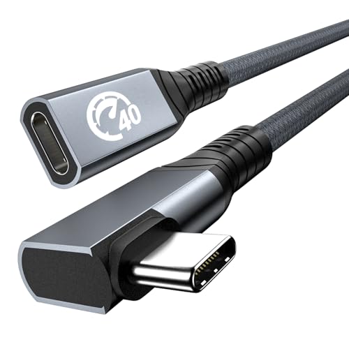 USB 4 Verlängerungskabel 240W 0.6M, Winkel USB4 Thunderbolt 4/3 Verlängerung 40Gbps/8K@60Hz Video, PD3.1 USB C Stecker auf Buchse Kabel für iPhone 15, MacBook Pro/Air, iPad Pro, Galaxy S24 S23 von UseBean