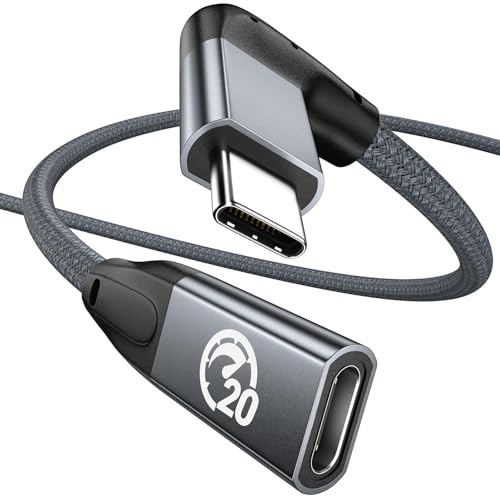 UseBean USB C Verlängerungskabel 0.5M, 90 Grad Winkel PD 100W Typ C 3.1 Gen2 20Gbps Stecker auf Buchse Adapter, Winkelstecker Thunderbolt 3 Extension Cable 4K@60Hz Video für Macbook,Steam Deck von UseBean