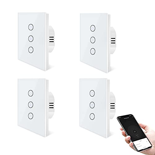 UseeLink Smart ZigBee Rolladenschalter,Kompatibel mit Smart Life/Tuya APP, arbeitet mit Alexa und Google Home, intelligenter Jalousieschalter mit Touch Panel Weiß (Hub erforderlich) 4pcs von UseeLink