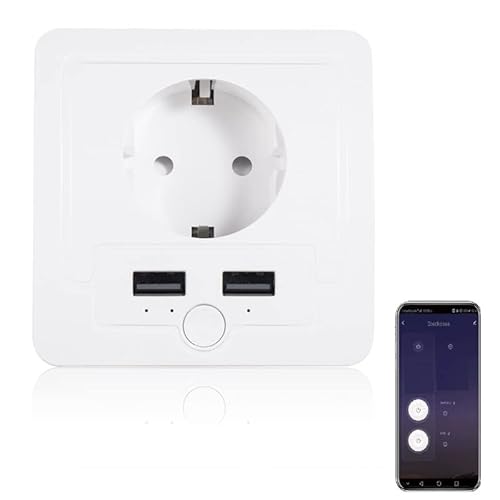 UseeLink ZigBee 3,0 intelligente Wandsteckdose 1 Steckdose 2 USB 16A Hub ist erforderlich funktioniert mit HUE Tuya Hub kompatibel mit Alexa Google Assistant CE REACH zertifiziert weiß (1 Pack) von UseeLink