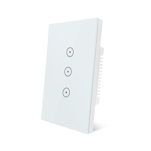 Useelink WiFi Smart Light Switch, funktioniert mit Alexa und Google Home, APP Fernbedienung, Timing-Funktion, Sprachsteuerung, Neutralkabel erforderlich, weiß, 3 Gang 1 Packung von UseeLink