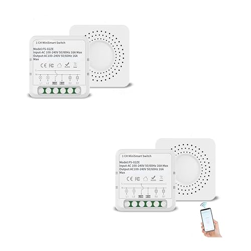 Smart Home Lichtschalter UseeLink 16A Wlan Schalter Unterputz mit Timer 1 Way Mini WIFI Relais Kompatibel mit Alexa Echo Google Home Kein Hub Erforderlich(2 pack) Smart Home Lichtschalter UseeLink 16A Wlan Schalter Unterputz mit Timer 1 Way Mini WIFI Relais Kompatibel mit Alexa Echo Google Home Kein Hub Erforderlich(2 pack) von UseeLink